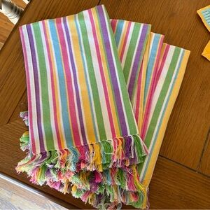 Colorful Striped Fringe 4 Table Runners and center piece